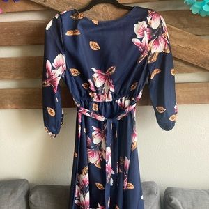 Navy blue with Florals Dress | A-line